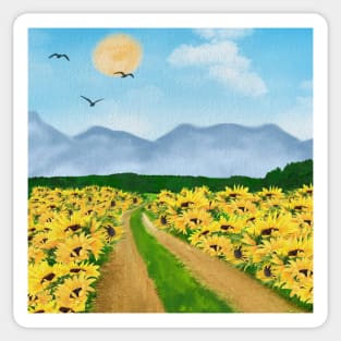 Sunflowers In The Field Sticker